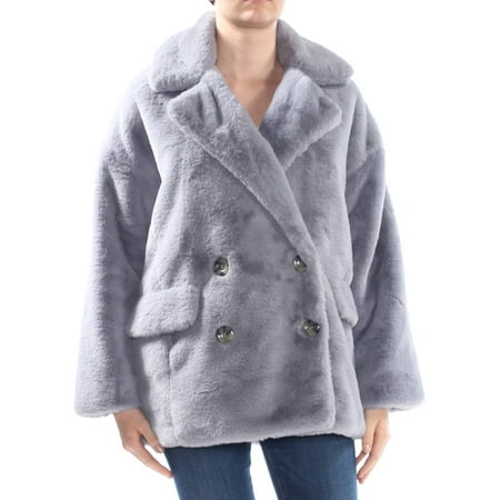 FREE PEOPLE $148 Womens New 1390 Gray Kate Faux Fur Coat M B+B
