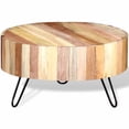 thumbnail image 6 of vidaXL Coffee Table with Iron Legs, Fully Handmade, 27.6''Φx15.0'', Solid Reclaimed Wood, Beige, 6 of 8