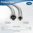 thumbnail image 3 of Conector de manguera de grifo Uxcell de 2 paquetes de 20 pulgadas, conector de rosca hembra 9/16" x G1/2 para baño [Color S/S], 3 of 6