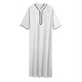 thumbnail image 5 of Thobe for Men Kaftan Casual Short Sleeve Robes for Men V Neck Muslim Shirts for Men White Thobe, 5 of 5