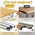 thumbnail image 3 of Comedor 4 Sillas con Mesa Rectangular de Madera y Estructura Metálica – Color Natural/Gris, 3 of 10