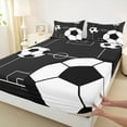 thumbnail image 3 of Manfei Soccer Ball Game 4 Pieces Queen Sheet Sets for Children Teens Boys,Sport Theme Ultra Soft Flat Sheet,Black White Queen Fitted Sheet,Ultra Soft Home Decor, 3 of 7