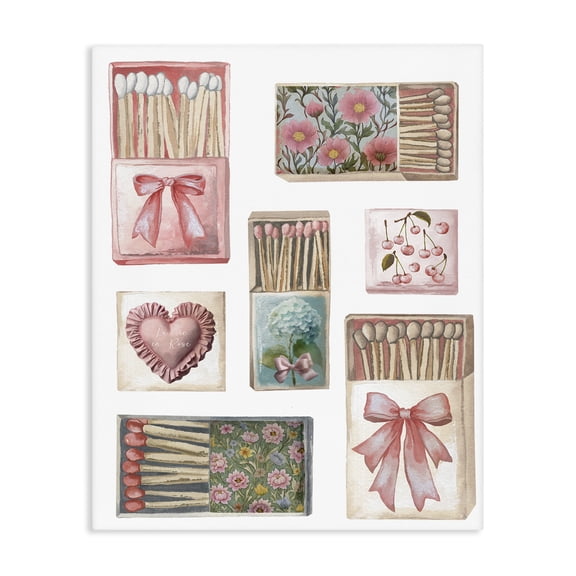 Stupell Industries Vintage Feminine Matchbooks Canvas Wall Art, design by Elizabeth Medley