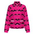 thumbnail image 5 of Jackets for Women Winter Coat Jackets Flannel Stand Collar Jacket(Black Mustache Pattern on Pink Background,Size:S-4XL), 5 of 7