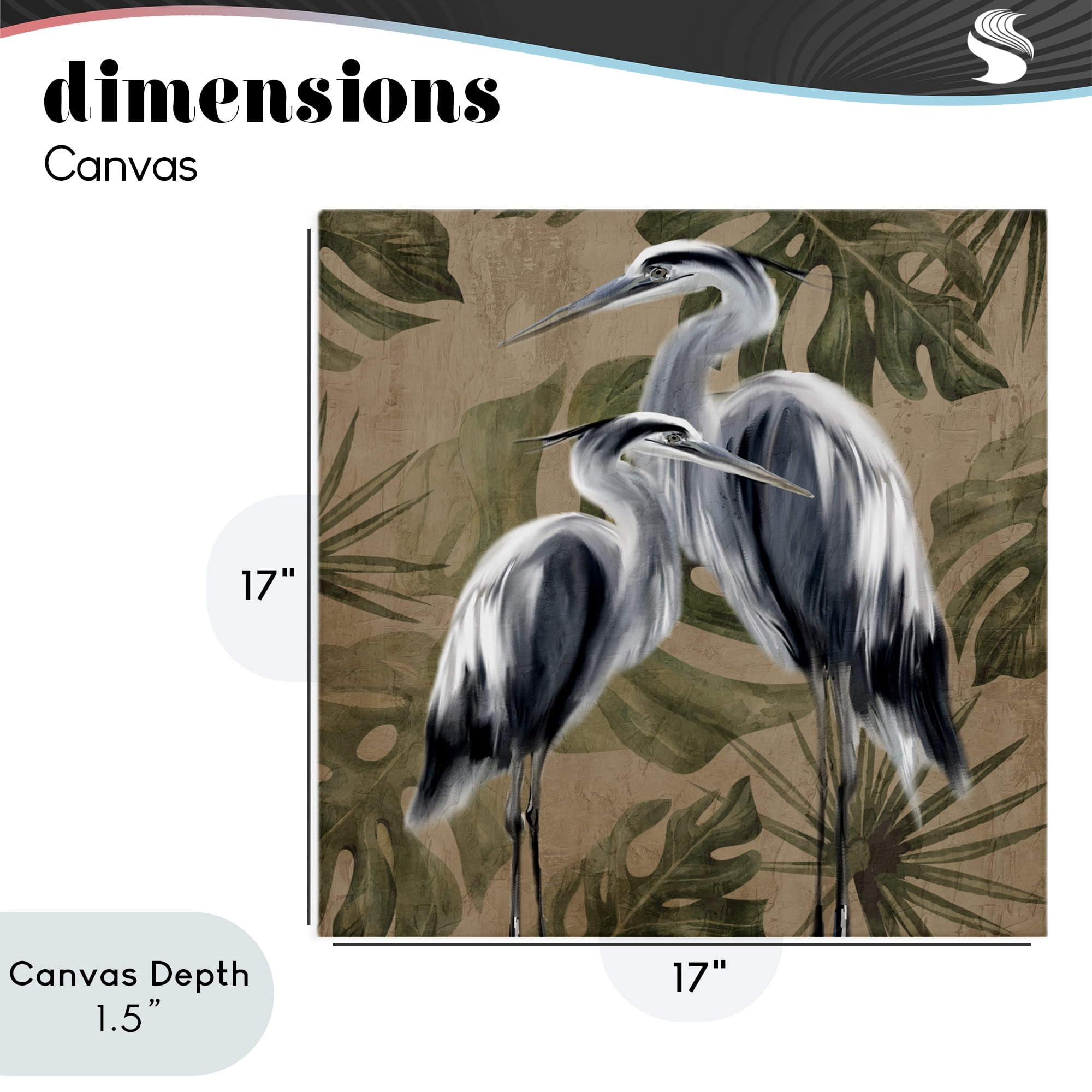 Stupell Industries Two Herons over Tropical Leaves Canvas Wall Art, design by Kim Allen