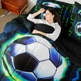 thumbnail image 5 of Castle Fairy Boys Soccer 7-Piece Twin Bedding Sets,Sport Football Bedding Comforter Set,Geometric Hexagon Breathable Sheet Sets,Lightweight Neon Light Room Decor,Reversible, 5 of 9