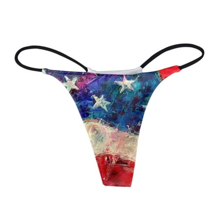 

〖Roliyen〗Thongs For Women Underpants Floral Print Comfort Panties Low Rise Soft T Back G String Panties
