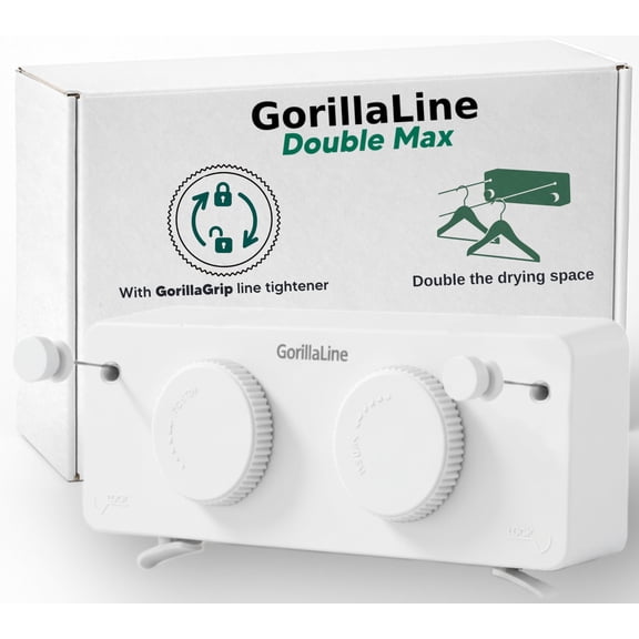 GorillaLine Double Max GorillaLine Retractable Clothesline Wall Mounted Indoor Outdoor Laundry Drying Rack