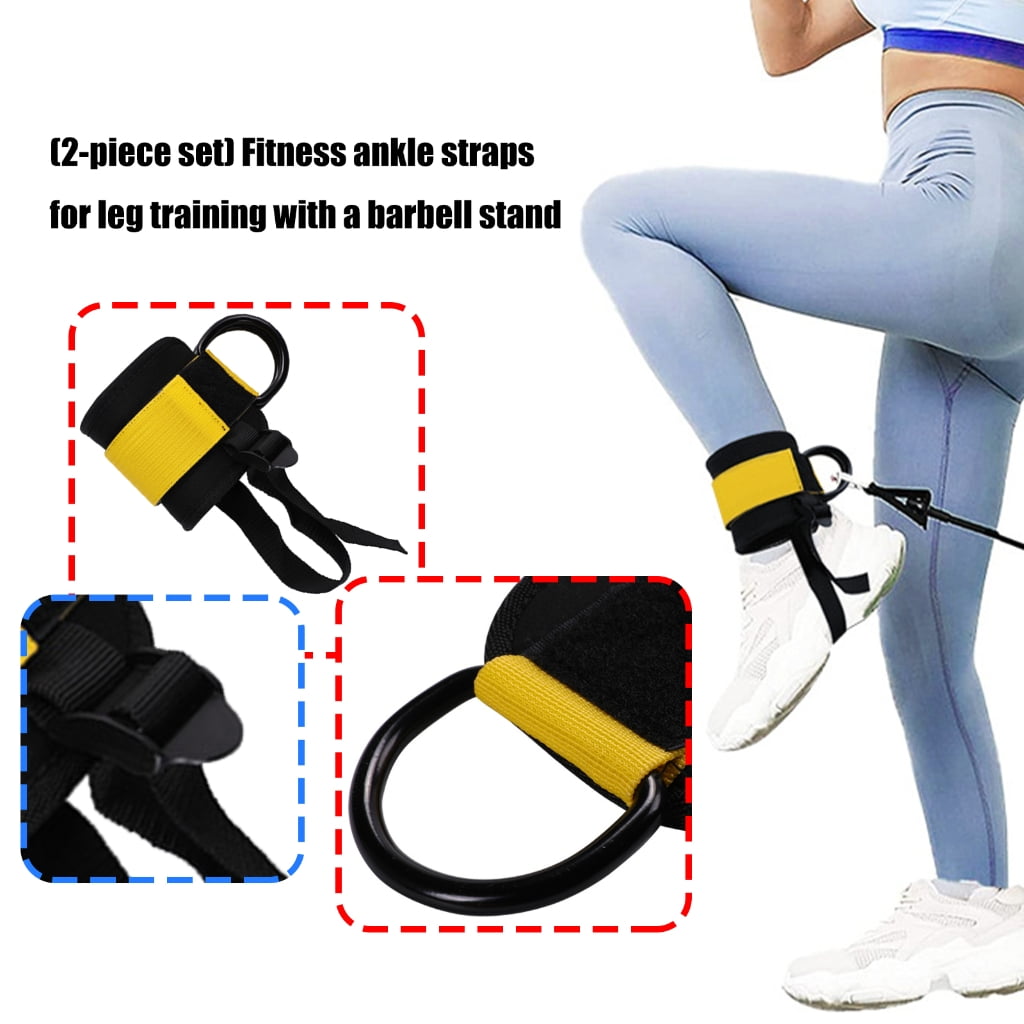 2Pcs Double D Rings Ankle Cuffs Legs Strength Training Brace Glute Kickbacks Ankle Strap Cable Attachments Easy to Use
