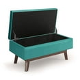 thumbnail image 3 of Owen 36" Wd. Pouf de Rangement Moderne Milieu du Siècle en Tissu de Velours Bleu Aqua, 3 of 11