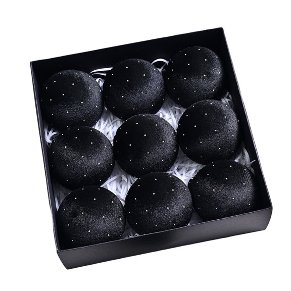 Bearachild Juego de adornos navideños de plástico, bombillas colgantes decorativas flocadas para Navidad, adornos de fiesta para adornos de Kits de decoración para fiestas negro