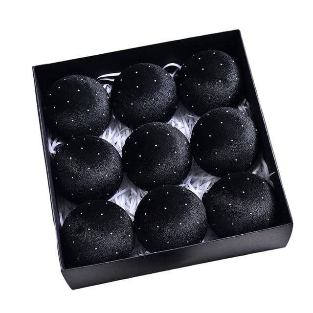 Billuyoard Terciopelo de plástico para una decoración exquisita, flocado, irrompible, decorativo, para bolas de adornos navideños. Kits de decoración para fiestas negro