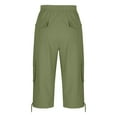thumbnail image 6 of Qulqfy Cotton Capris for Women Cargo High Waist Tie Side Drawstring Wide Leg Green Capris S, 6 of 7