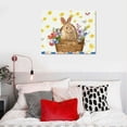 thumbnail image 5 of Nawypu Easter Wall Art For Living Room/Bedroom, Canvas Bathroom Decor Wall Art Kitchen Office Framed Wood Picture, Easter Rabbits Basket Eggs Bunny Ears Floral Plaid, 5 of 5