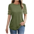 thumbnail image 2 of Fanxing Womens Tops Tunic Short Sleeve Crew Neck Shirts Casual Soft Blouse Army Green,M, 2 of 5