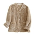 thumbnail image 6 of Bibifish Womens Cardigan Light Blue Fuzzy Plush V Neck Button Down Jackets Side Pocket Relaxed Fit Cozy Comfy Casual Daily Wear Stylish Jackets, 6 of 6