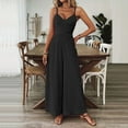 thumbnail image 4 of MORTTIC Women's V-Neck Sleeveless Wide Leg Jumpsuit with Adjustable Straps & Back Bow Tie Spring Summer Flowy Romper Black，XXL, 4 of 7