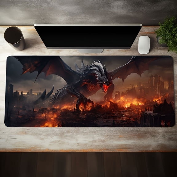 1pc Long Mouse Pad, Cool Black Dragon Mouse Pad, Animation Large Desk Mat, Keyboard Pad For Computer Office Games