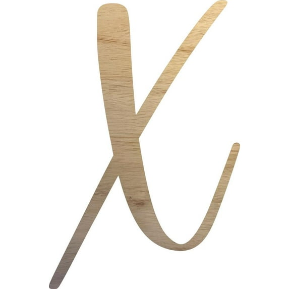 2'' Wooden Letter X, Unfinished 1/4'' Cutout, Script Letters, Wood Craft
