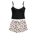thumbnail image 4 of MEZZALL Women 2 Piece Sleepwear Set Lace Spaghetti Strap Ribbed Camis Tops Drawstring Scalloped Shorts Leopard Print Pajama Set for Daily Home Relaxation Stylish Pjs, 4 of 4
