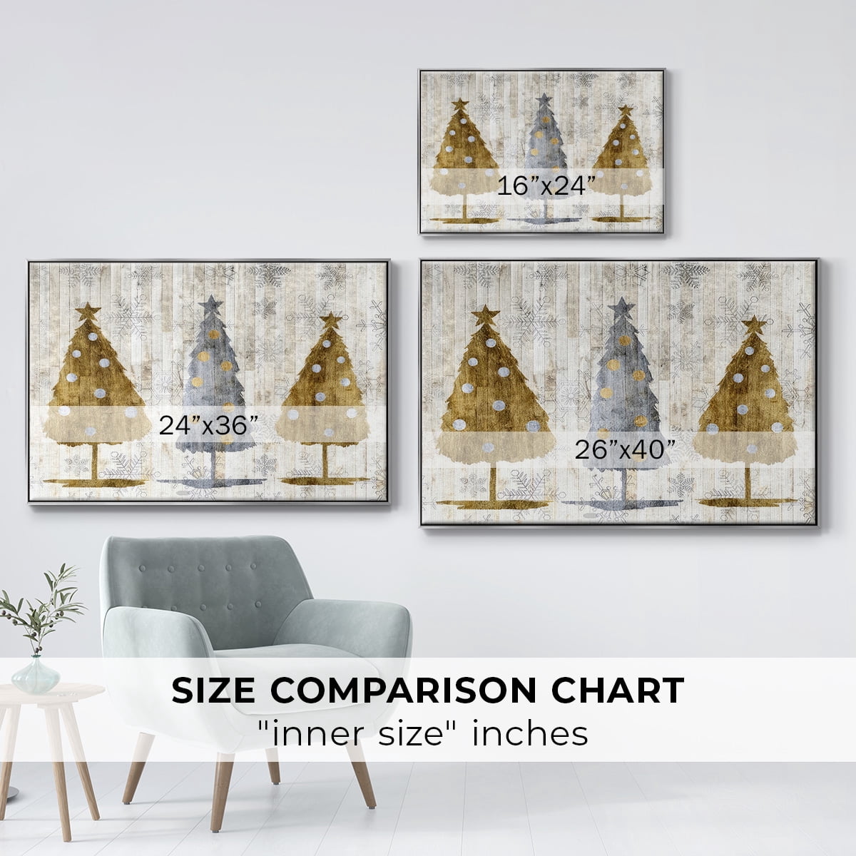Sophisticated Christmas Collection A - Framed Gallery Wrapped Holiday Canvas - 27 x 41 - Silver Frame