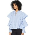 thumbnail image 2 of Romeo and Juliet Couture BLUE/WHITE Women's Ribbon Tie Sleeves Top, US Medium, 2 of 3