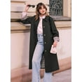 thumbnail image 5 of Womens Long Trench Coat Single Breasted Oversized Windproof Overcoat Fashion Outerwear Black S, 5 of 9
