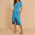 thumbnail image 5 of STETMN Women's Casual Dresses Wrap V Neck Maxi Dress Short Sleeve Side Slit A-line Sundress, 5 of 7
