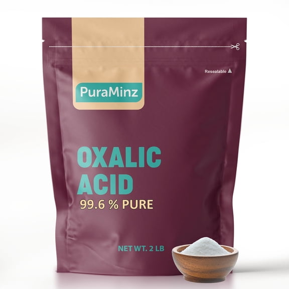 Oxalic Acid (2 lbs) 99.6% Pure - Multipurpose Cleaner and Stain Remover for Wood, Metal & Stone - Rust Removal - Wood Restorer - Deck Cleaner. Packed in Durable Resealable Packaging.