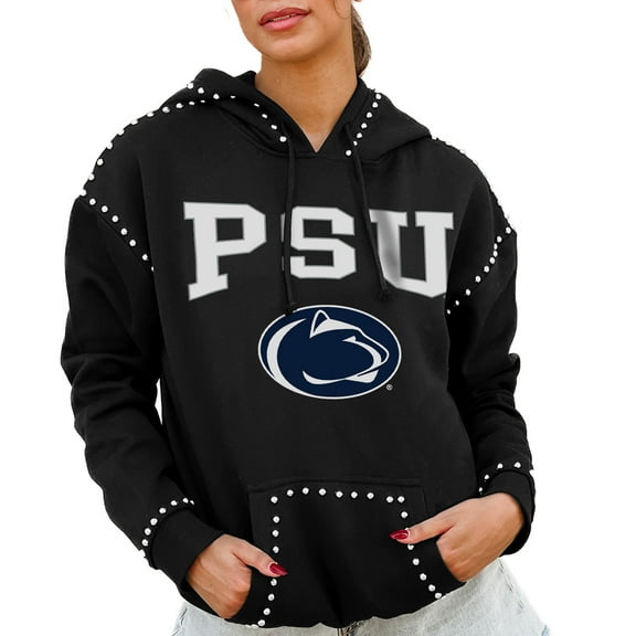 Women's Gameday Couture  Black Penn State Nittany Lions Studded Pullover Hoodie