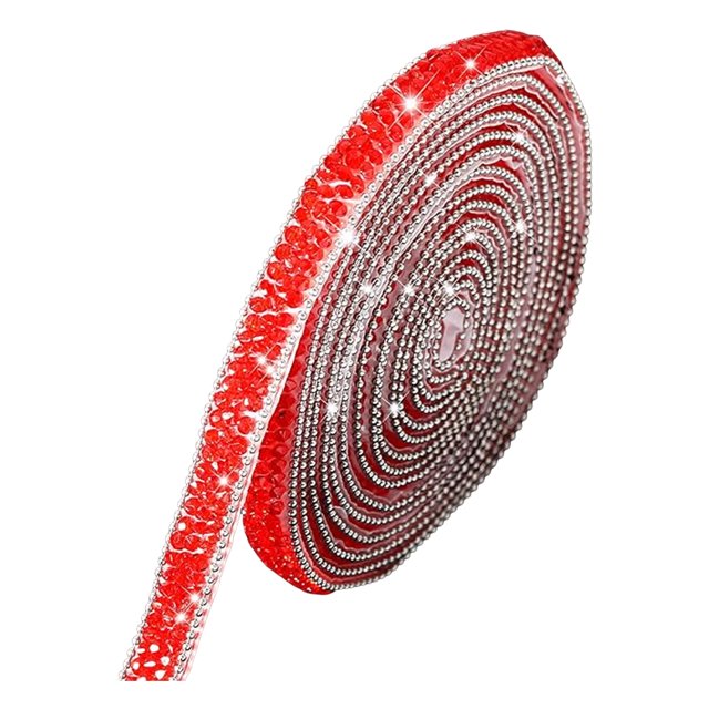 Visland 2 Rolls Rhinestone Ribbon 1cm Wide 1 Yard Length Crafts DIY Material Self-Adhesive Decoration Rhinestone Strip for Clothing Shoes Cake