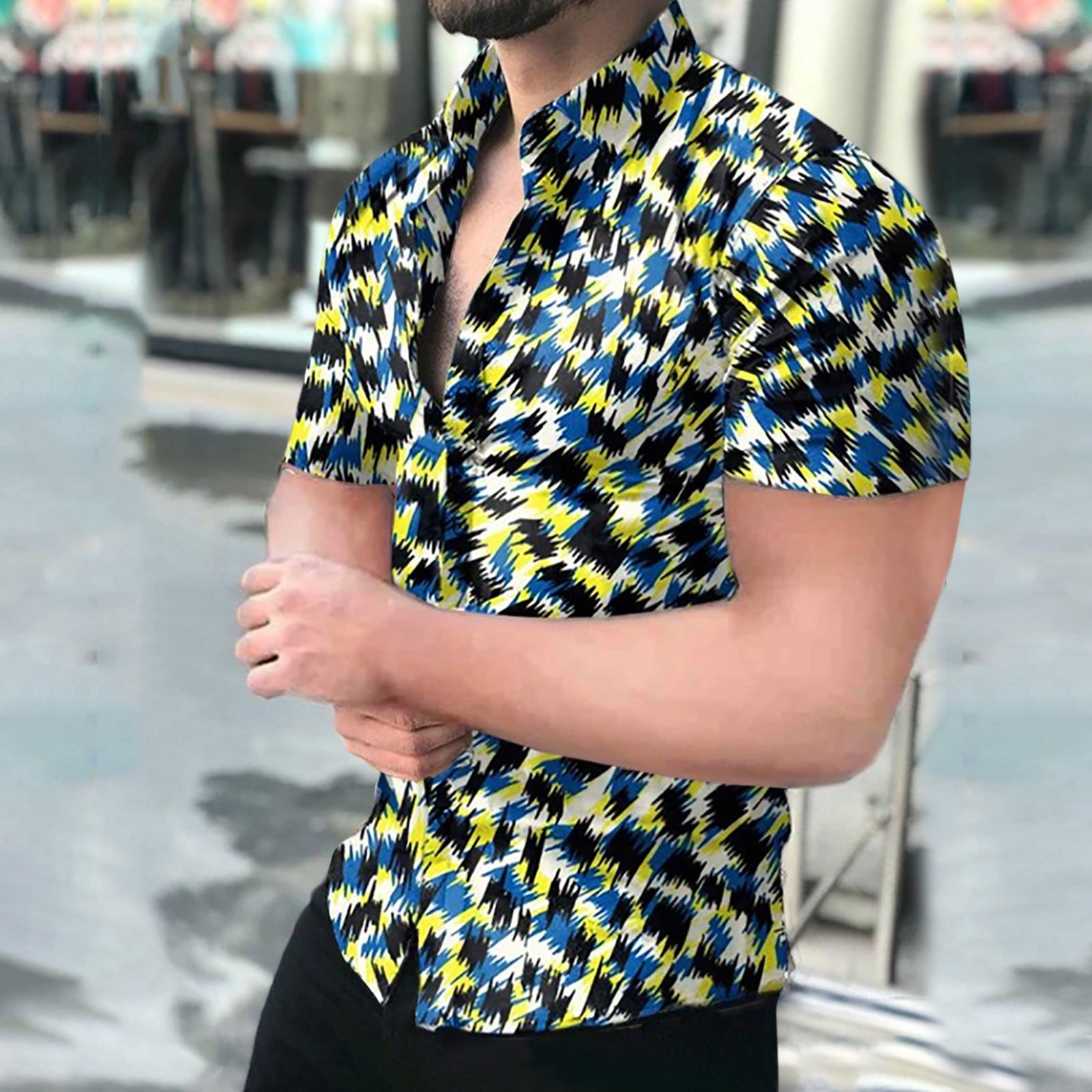 jovati Men Hawaiian Short Sleeve Shirt 