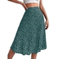 thumbnail image 2 of Women'S Summer High Waisted Flowy Slit Midi Skirts Casual Boho Floral Beach Skirt Green XXL, 2 of 8