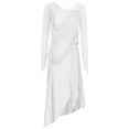 thumbnail image 3 of Sholeno Lyrical Dance Dress for Women V-neck Long See-through Sleeves Rhinestone Modern Contemporary White L, 3 of 7