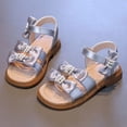 thumbnail image 5 of MIASHUI Girls Dress Sandals with Bow Summer Casual Open Toe Beach Shoes,Silver,7-8 Years, 5 of 5