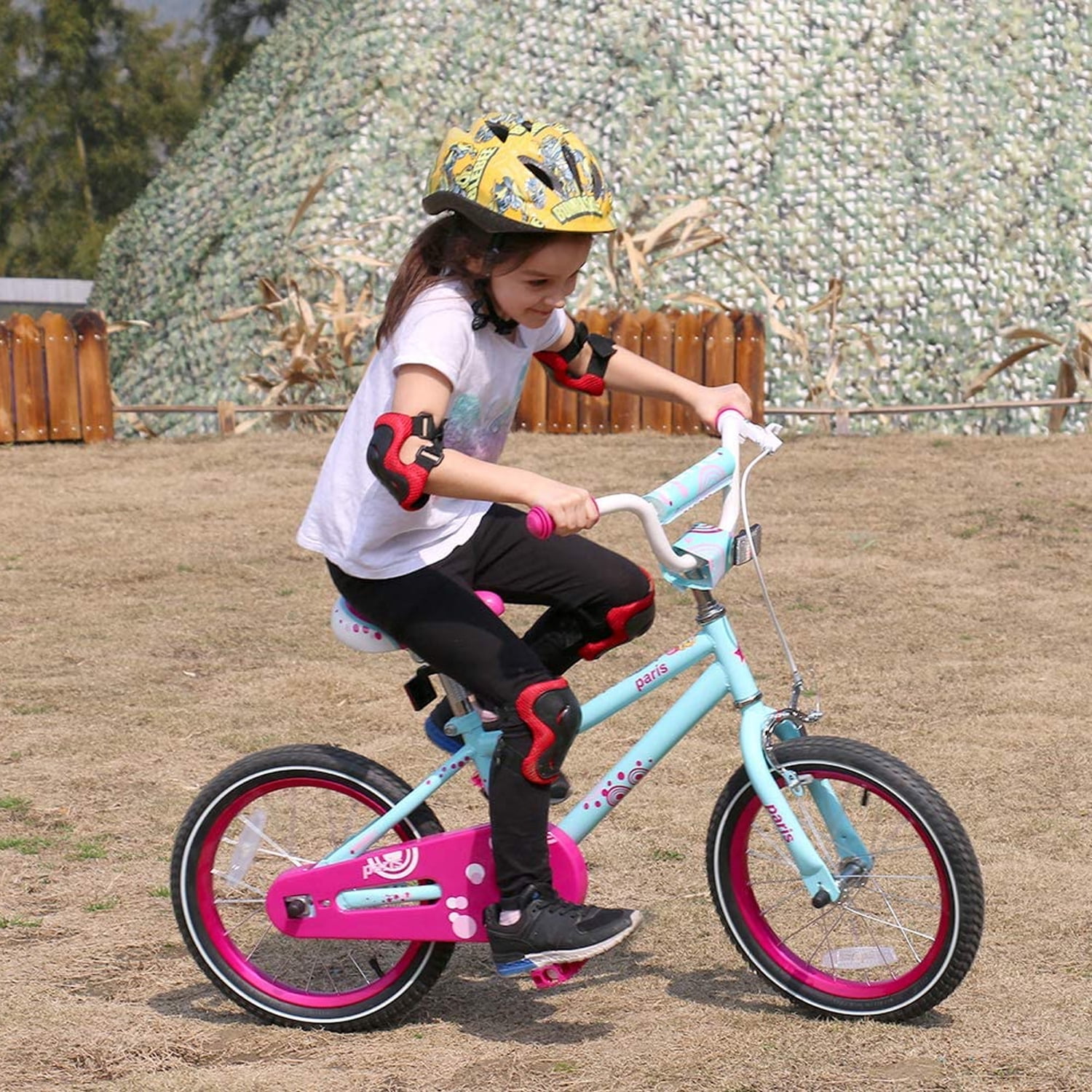 Joystar Paris 18 Pouces 5 a 9 Filles Velo d Entrainement a Pedales Bleu rose Walmart