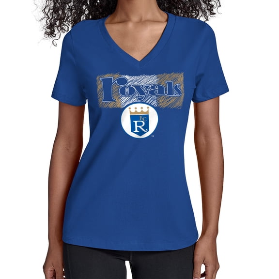Women's Starter Royal Kansas City Royals Team Color Shading V-Neck T-Shirt