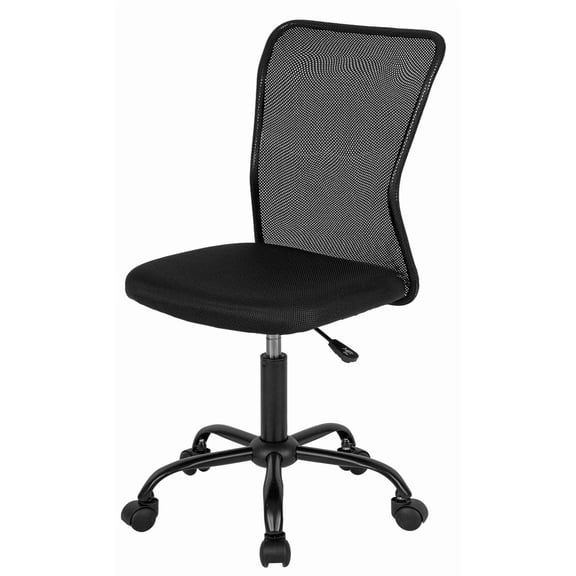 Black Mid Back Mesh Task Chair Armless Ergonomic Rolling Swivel Office Chair With Lumbar Support
