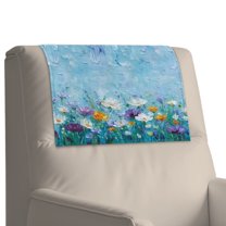 Xixirimido Blue Paint Daisy Flower Pattern Headrest Cover for Recliner Chair Recliner Headrest Protector Couch Head Rest Covers Chair Head Cover for Sofa Furniture Protectors, 3Pcs