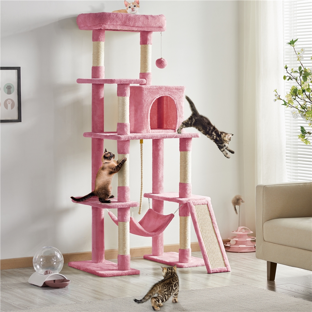 Renwick Multilevel 63inch Cat Tree Tower for Kitchens, Pink