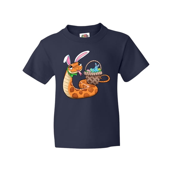 Inktastic Easter Cute Snake with Basket and Bunny Ears Youth T-Shirt