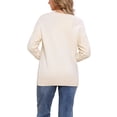 thumbnail image 3 of Suéter de punto trenzado INSPIRE CHIC para mujer, de cuello redondo, de manga larga, casual, oversized, top de suéter XL color beige, 3 of 6