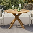 thumbnail image 3 of Desert Fields Burke Outdoor Acacia Wood Round Dining Table, Teak Finish, 3 of 12