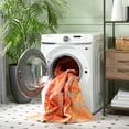 thumbnail image 4 of SAFAVIEH Sequoia Leon Abstract Machine Washable Area Rug, 6'7" x 9', Orange/Light Blue, 4 of 13