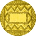 thumbnail image 1 of Ahgly Company Machine Washable Indoor Round Abstract Yellow Modern Area Rugs, 3' Round, 1 of 4