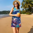thumbnail image 3 of Fotbe Underwater Turtle Dolphin Octopus Vestido de Verano sin Mangas para Mujer – Vestido Midi Línea A, Estilo Camiseta Floral, Vestido Playero Casual y Fluido, 3 of 7