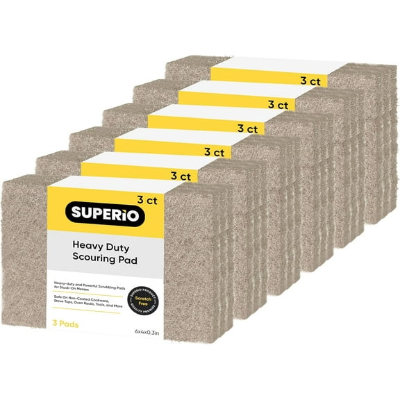 Natural Scouring Pad Non-Scratch Sisal Plant Based Scrubber Cleaning Scrub Pads, Eco-Friendly Reusable Kitchen Scrubbing Pad Pack of 18, by Superio