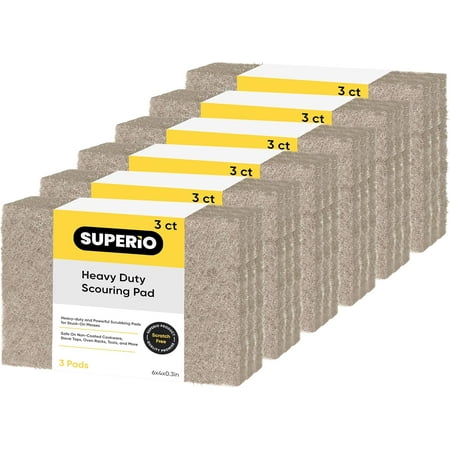 Natural Scouring Pad Non-Scratch Sisal Plant Based Scrubber Cleaning Scrub Pads, Eco-Friendly Reusable Kitchen Scrubbing Pad Pack of 18, by Superio