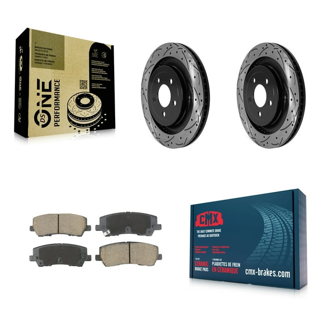Transit Auto Rear Coated Drilled Slotted Disc Brake Rotors and Ceramic Pads Kit for Car Ford Mustang KDC-101115