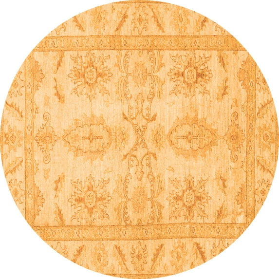 Ahgly Company Indoor Round Oriental Orange Traditional Area Rugs, 6' Round